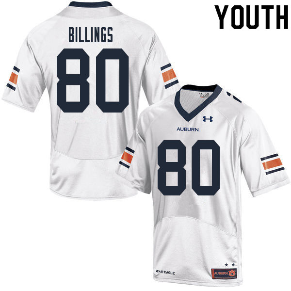 Youth #80 Jackson Billings Auburn Tigers College Football Jerseys Sale-White - Click Image to Close